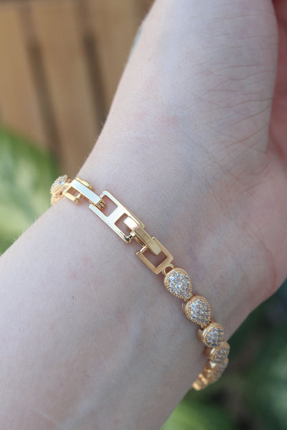 VIP Series Brass Zircon Stone Gold Color Drop Model Bracelet