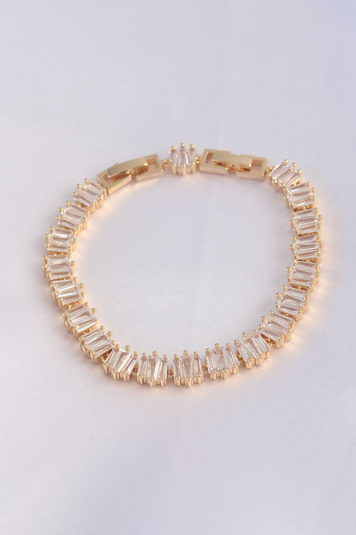 VIP Series Brass Zircon Stone Gold Color Square Waterway Model Bracelet