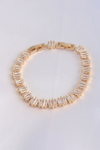 VIP Series Brass Zircon Stone Gold Color Square Waterway Model Bracelet