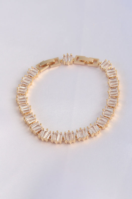 VIP Series Brass Zircon Stone Gold Color Square Waterway Model Bracelet