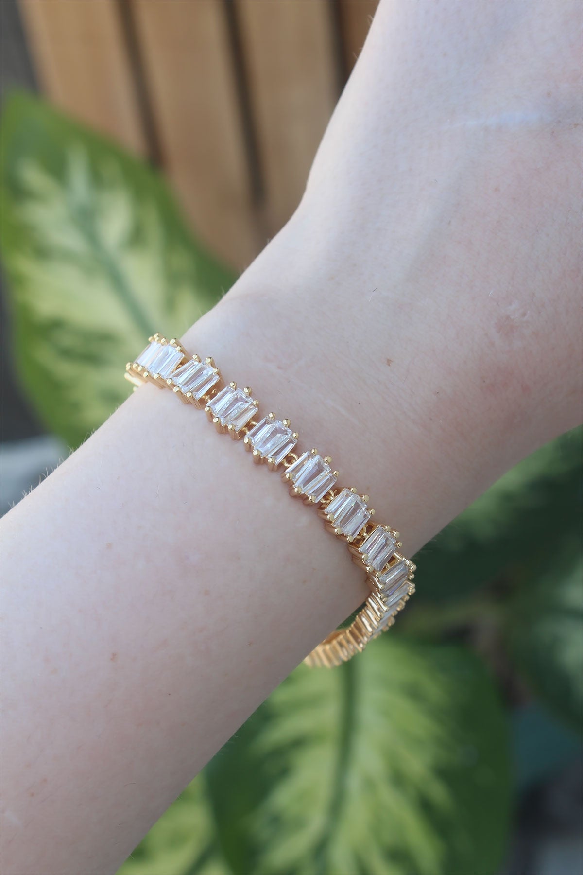 VIP Series Brass Zircon Stone Gold Color Square Waterway Model Bracelet