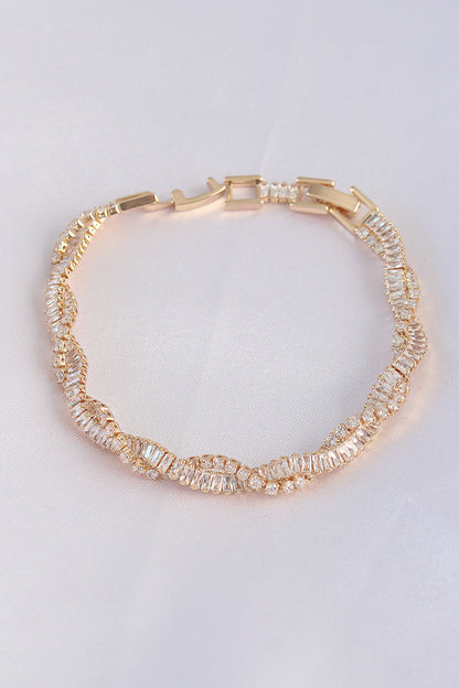 VIP Series Brass Zircon Stone Gold Color Spiral Model Bracelet