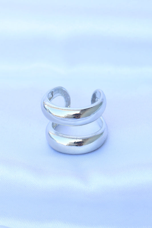 Brass Silver Color Adjustable Band Ring
