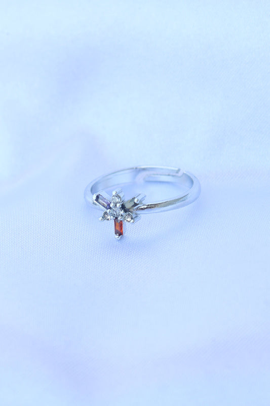 Brass Silver Color Adjustable Colorful Zircon Stone Dragonfly Ring