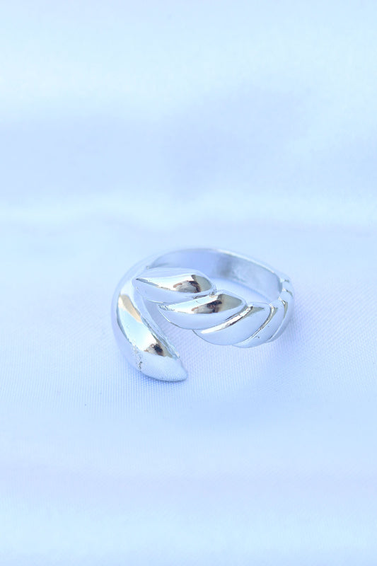 Brass Silver Color Adjustable Spiral Ring