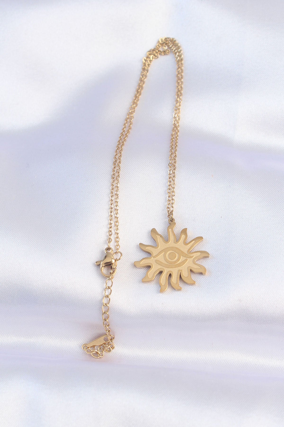 316L Steel Chain Gold Color Eye Sun Design Necklace