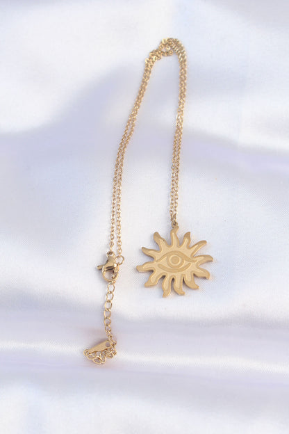 316L Steel Chain Gold Color Eye Sun Design Necklace