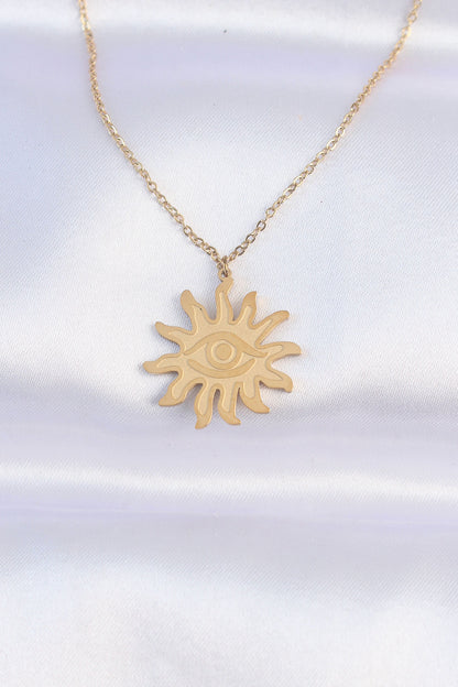 316L Steel Chain Gold Color Eye Sun Design Necklace