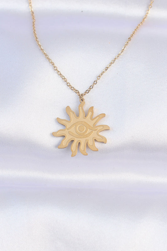 316L Steel Chain Gold Color Eye Sun Design Necklace