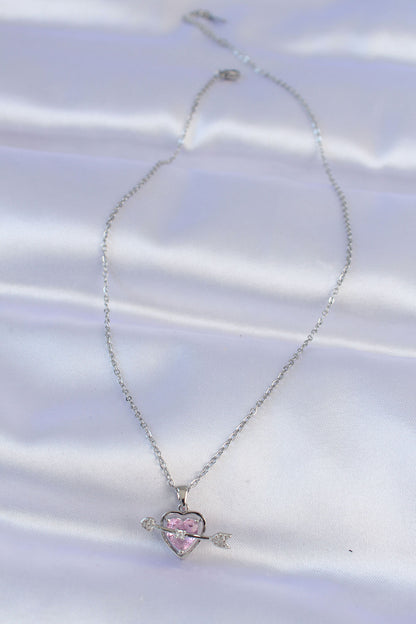 316L Steel Chain Silver Color Pink Zircon Stone Eros Necklace