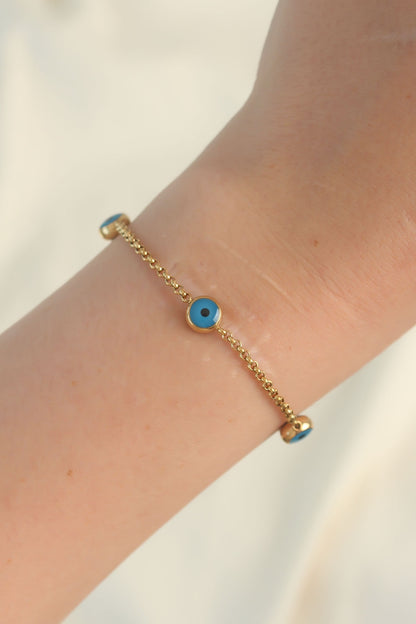 316L Steel Gold Color Evil Eye Bead Design Bracelet