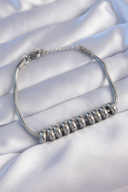 316L Steel Silver Color Oval Figured Bracelet