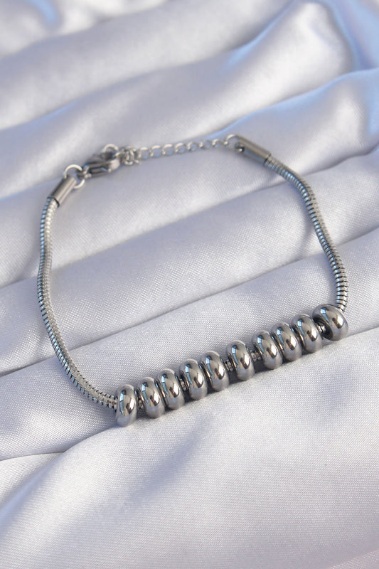 316L Steel Silver Color Oval Figured Bracelet