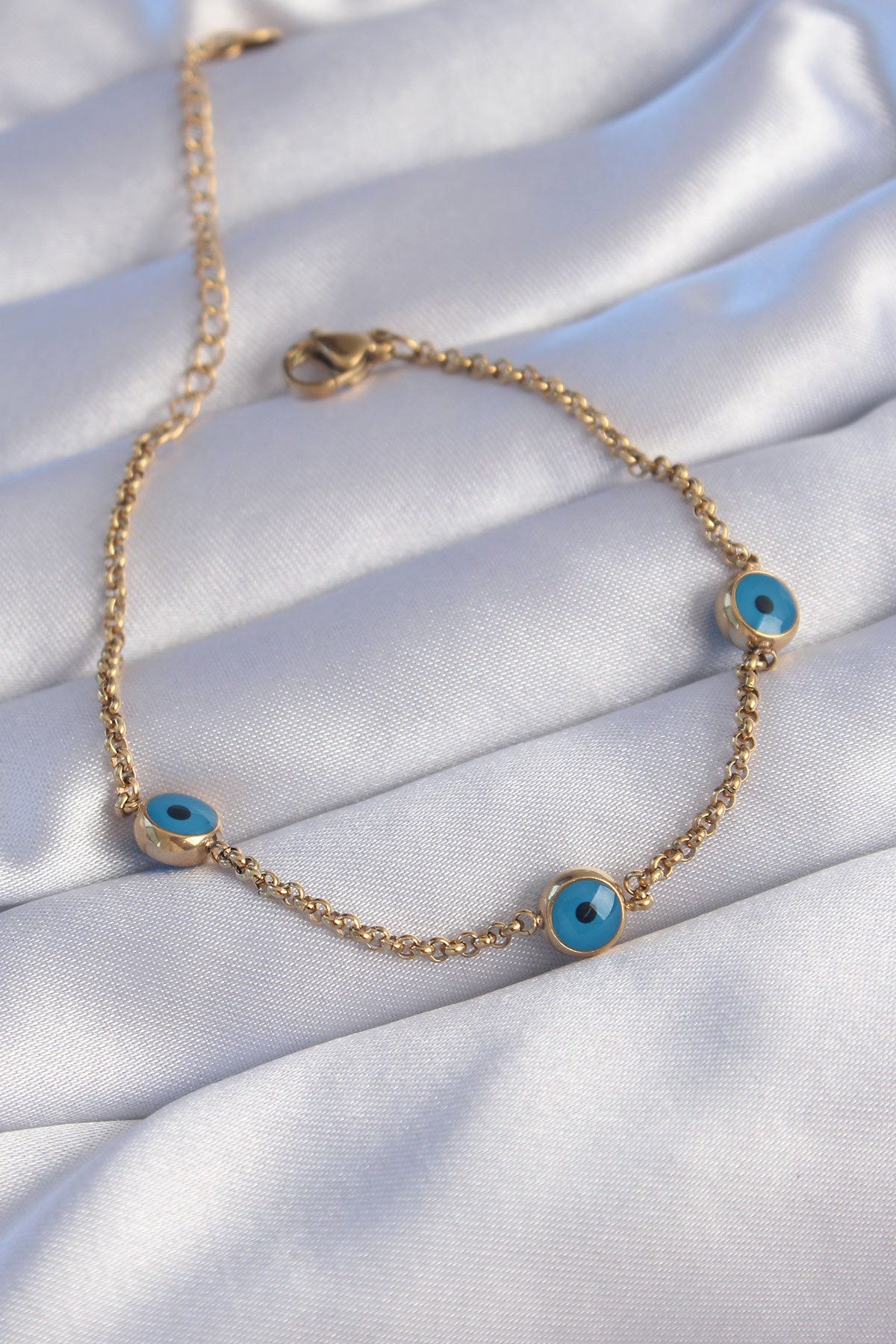 316L Steel Gold Color Evil Eye Bead Design Bracelet