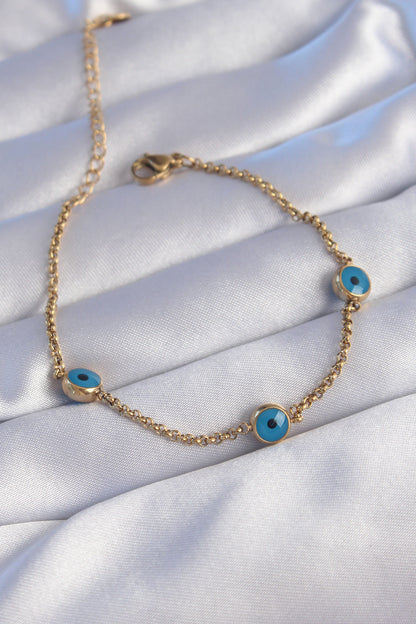 316L Steel Gold Color Evil Eye Bead Design Bracelet