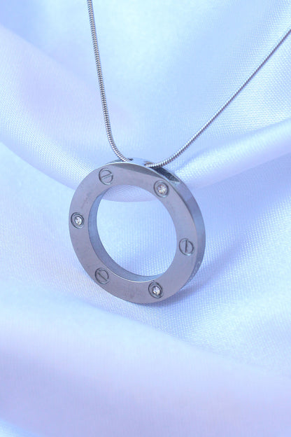 316L Steel Silver Color Zircon Stone Model Necklace