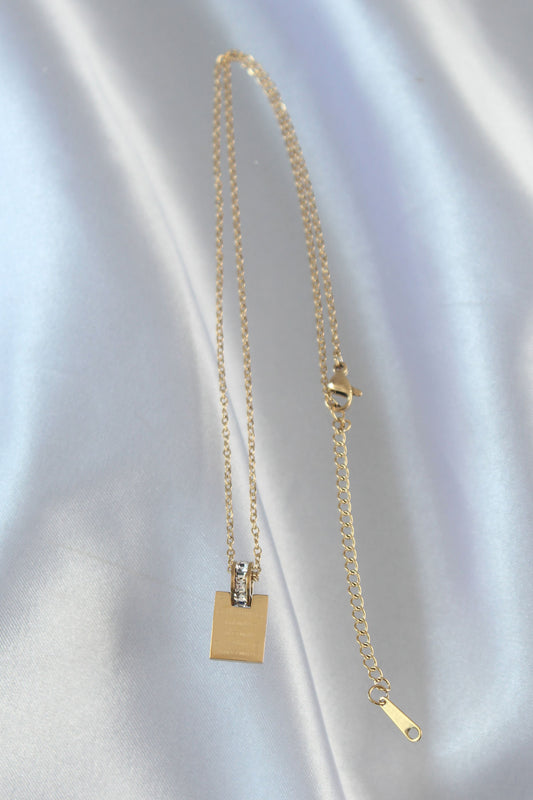 316L Steel Chain Gold Color Zircon Stone Love Letter Necklace