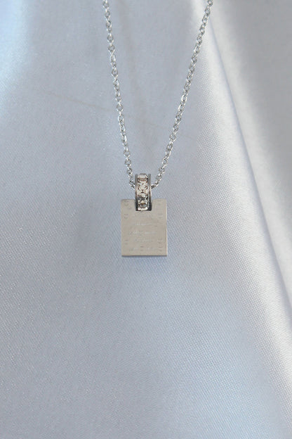 316L Steel Chain Silver Color Zircon Stone Love Letter Necklace