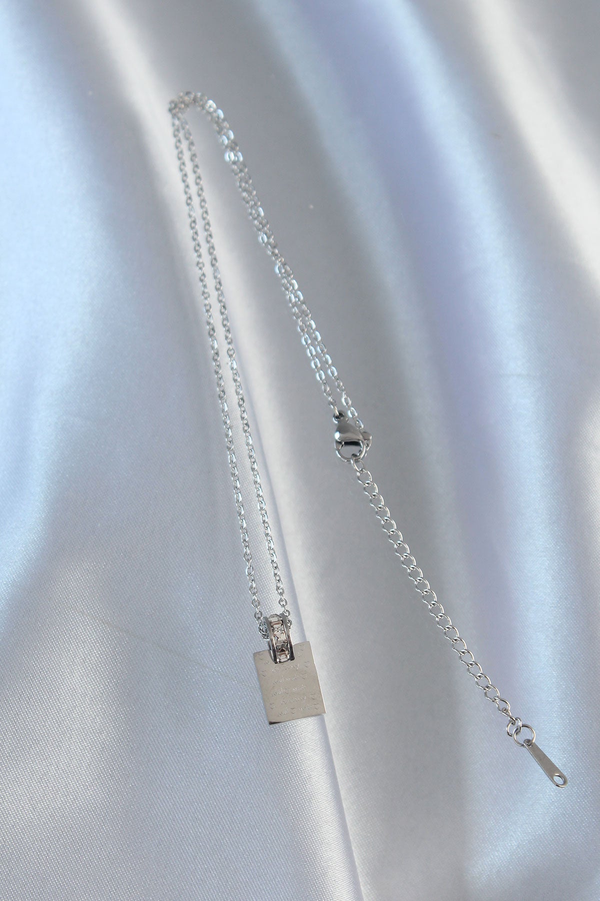 316L Steel Chain Silver Color Zircon Stone Love Letter Necklace