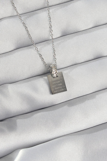 316L Steel Chain Silver Color Zircon Stone Love Letter Necklace