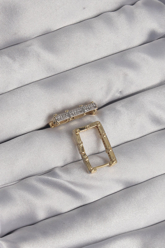 Brass Gold Color Zircon Stone Rectangular Model Seranay Earrings