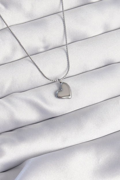 316L Steel Silver Color Minimal Heart Design Necklace