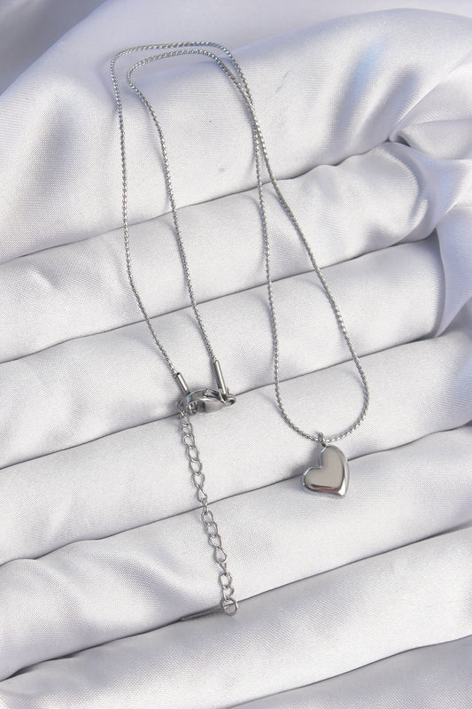 316L Steel Silver Color Minimal Heart Design Necklace