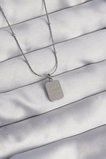316L Steel Silver Color Square Charm Model Necklace
