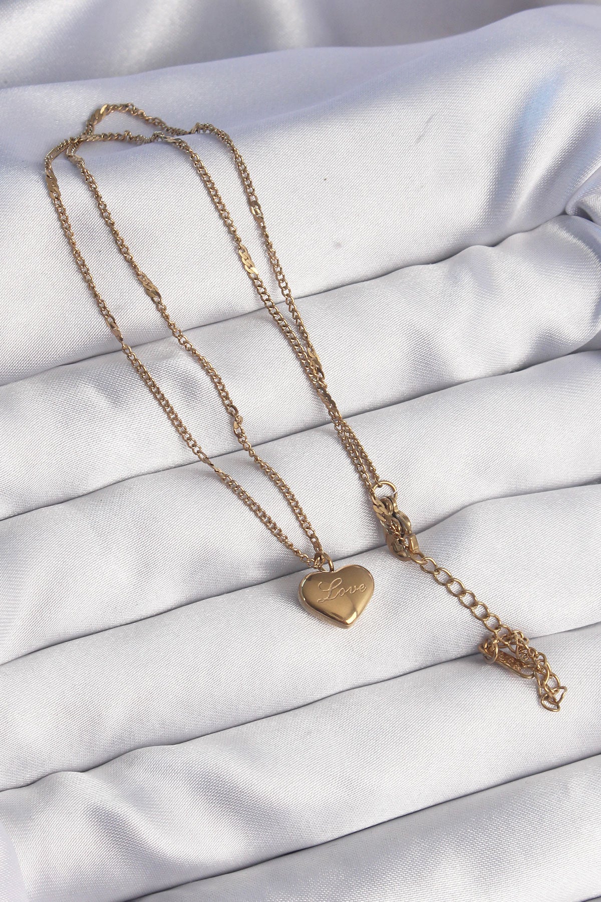 316L Steel Gold Color Heart Model Love Necklace