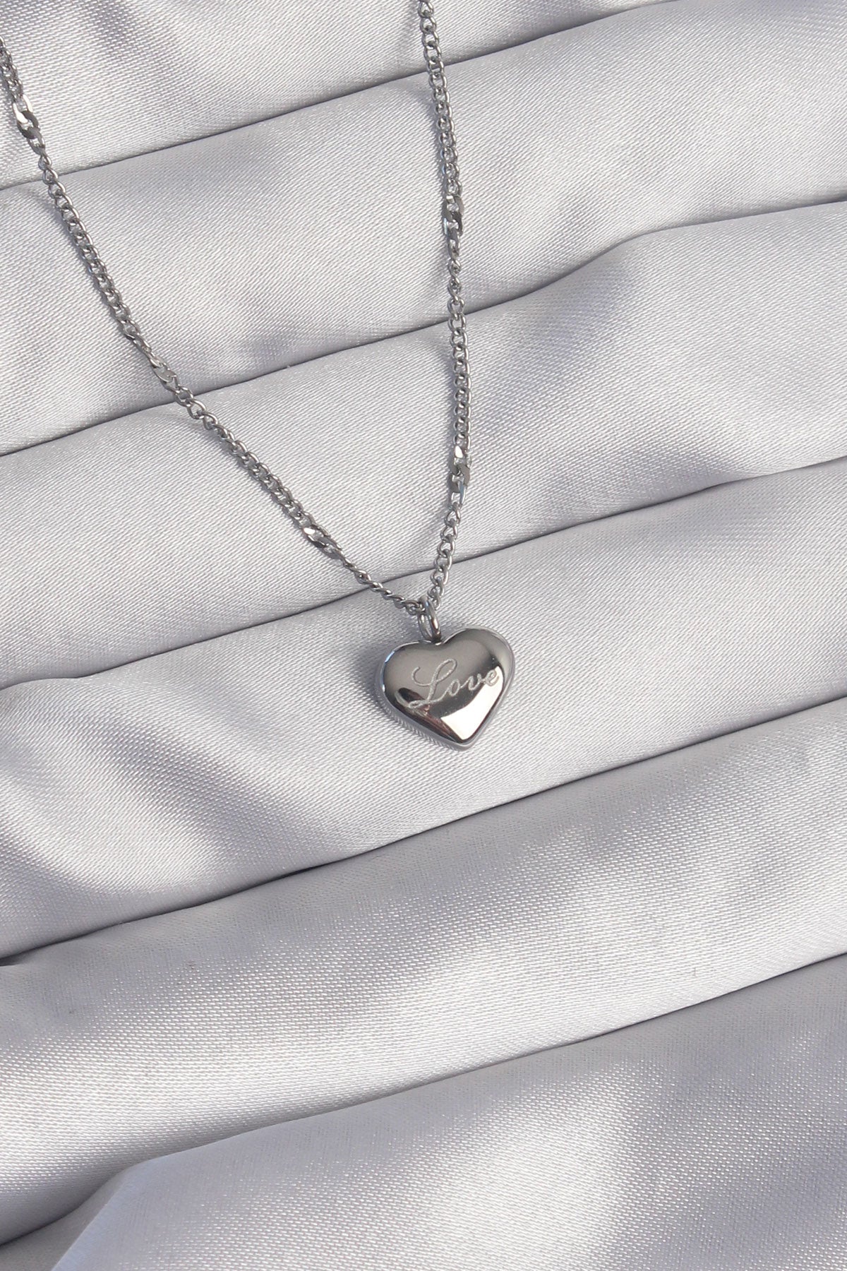 316L Steel Silver Color Heart Model Love Necklace