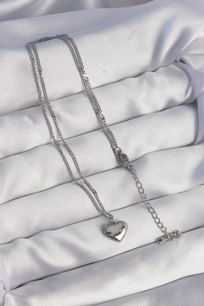 316L Steel Silver Color Heart Model Love Necklace