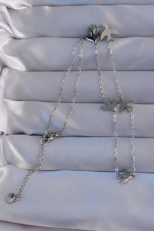 316L Steel Silver Color Bird Model Necklace