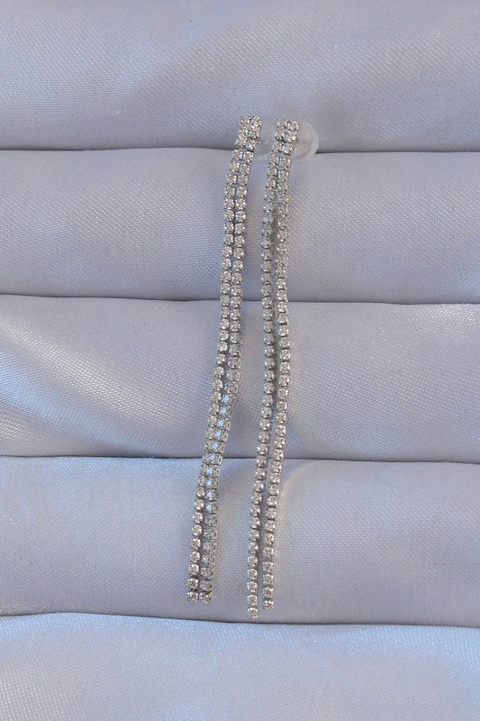 Brass Silver Color Zircon Stone Waterway Model Earrings