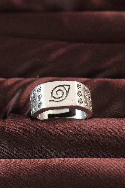 Silver Color Motif Adjustable Men's Ring