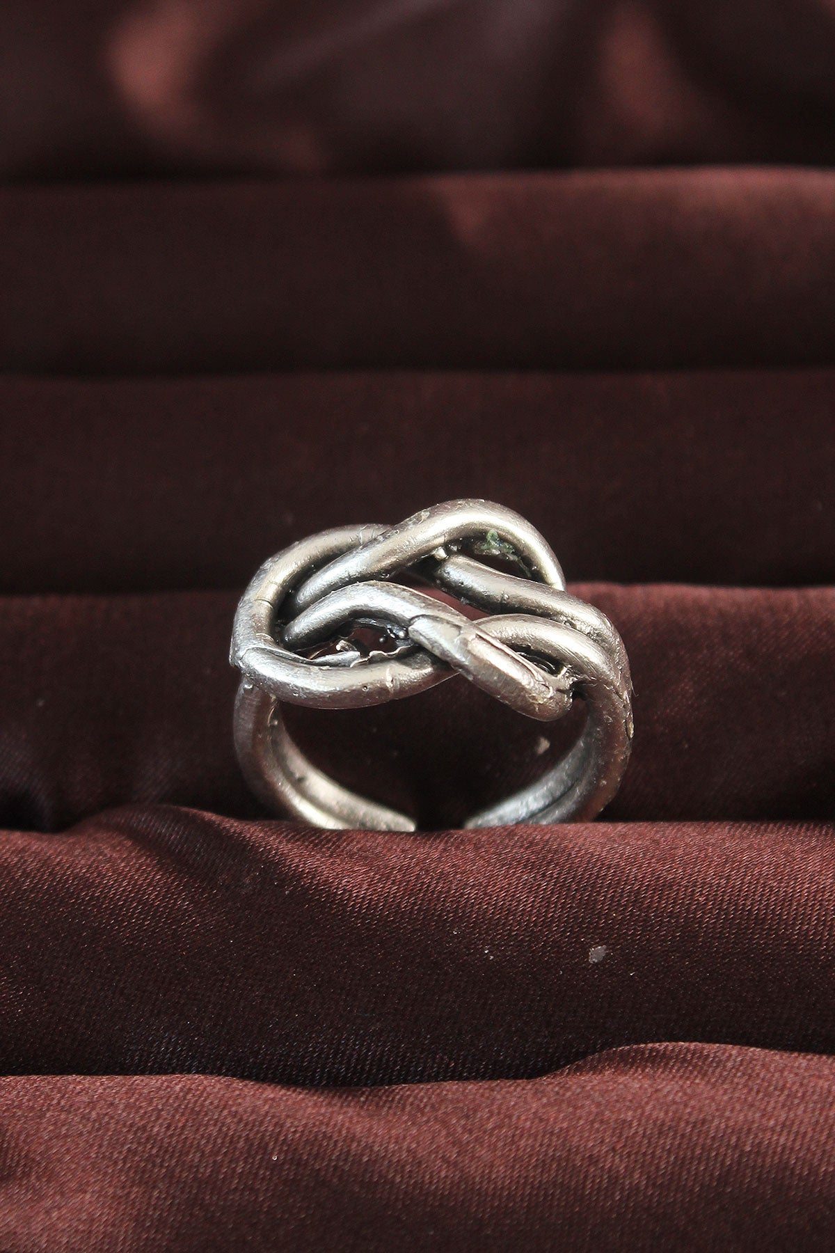 Silver Color Knot Model Adjustable Men's Ring