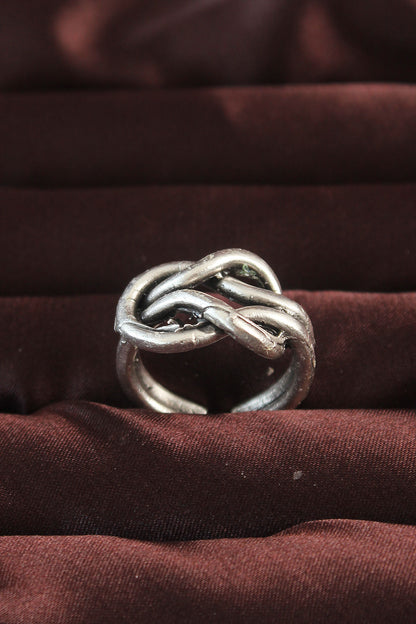 Silver Color Knot Model Adjustable Men's Ring