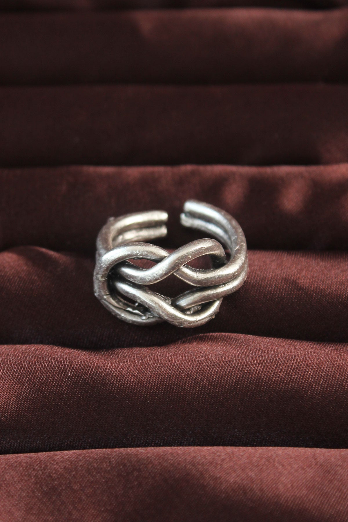 Silver Color Knot Model Adjustable Men's Ring