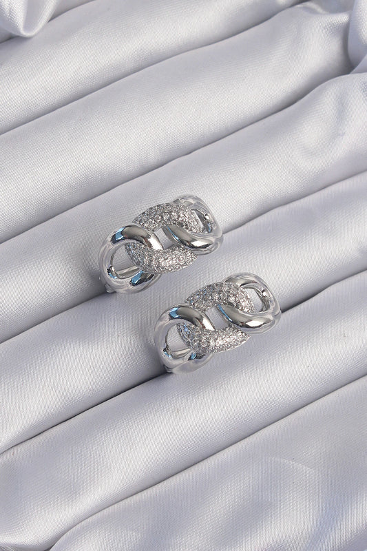 Brass Silver Color Zircon Stone Milky Way Earrings