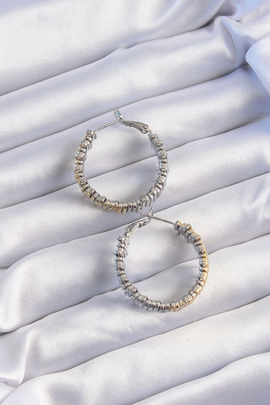 Brass Gold Silver Color Serrated Hoop Earrings