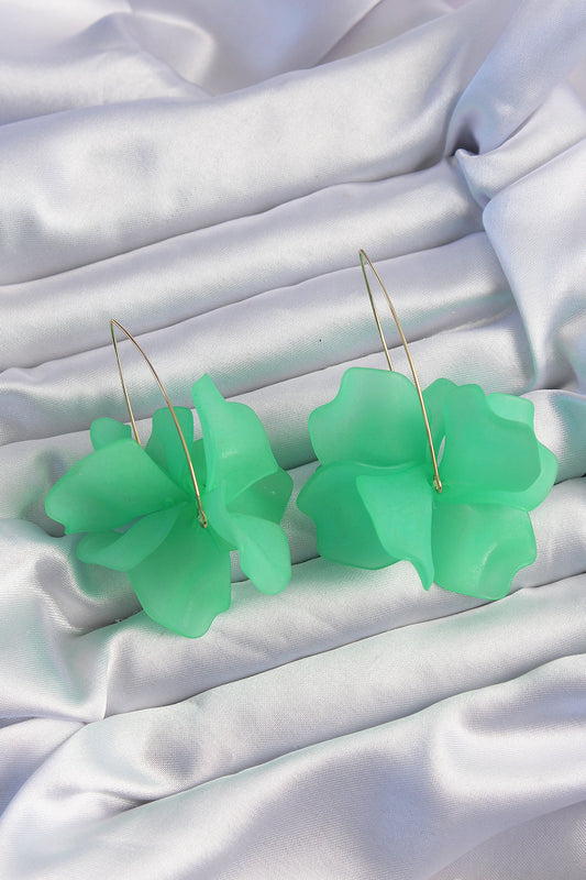 Brass Green Flora Earrings