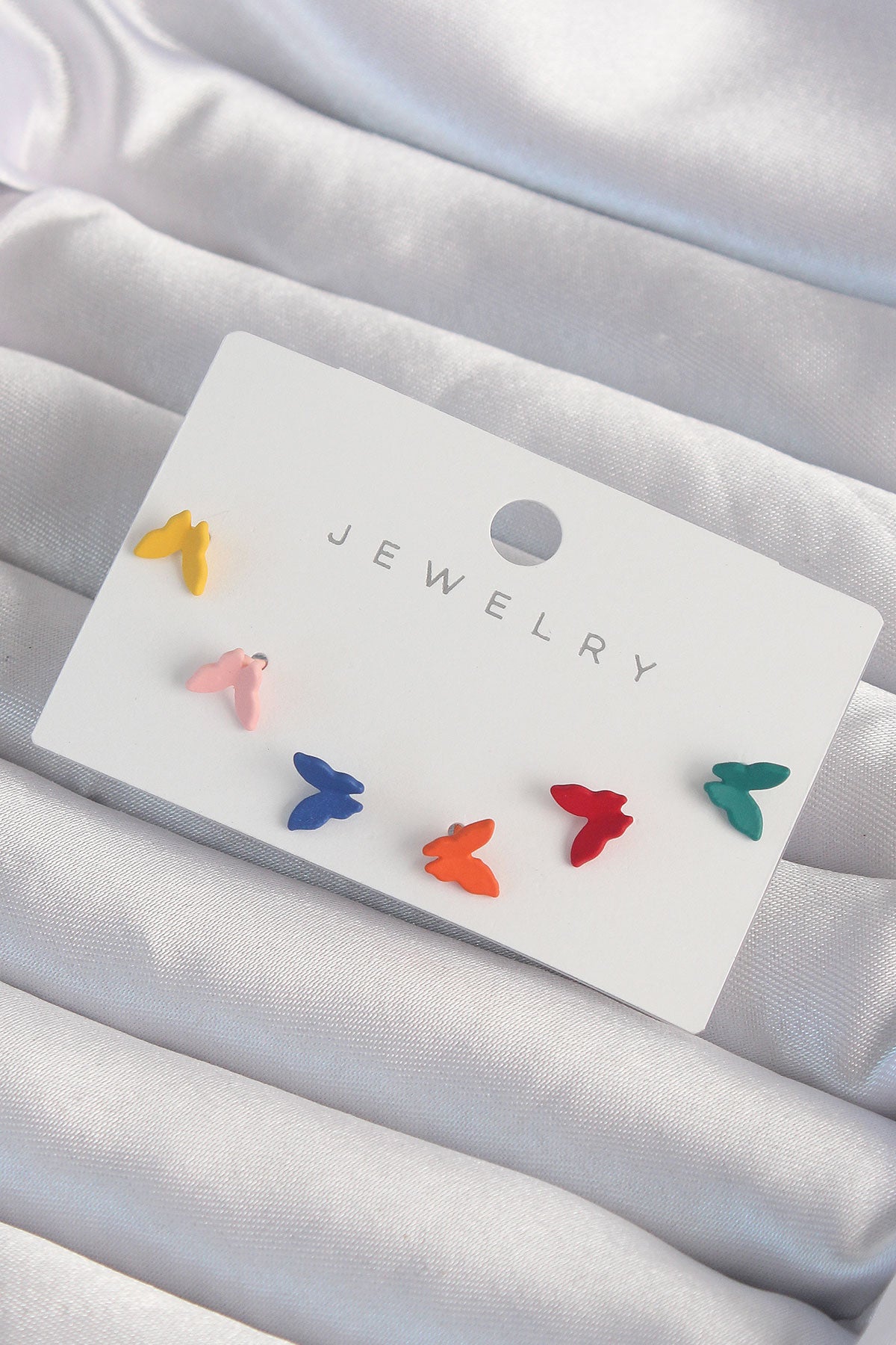 Brass Colorful Enamel Minimal Butterfly Earring Set