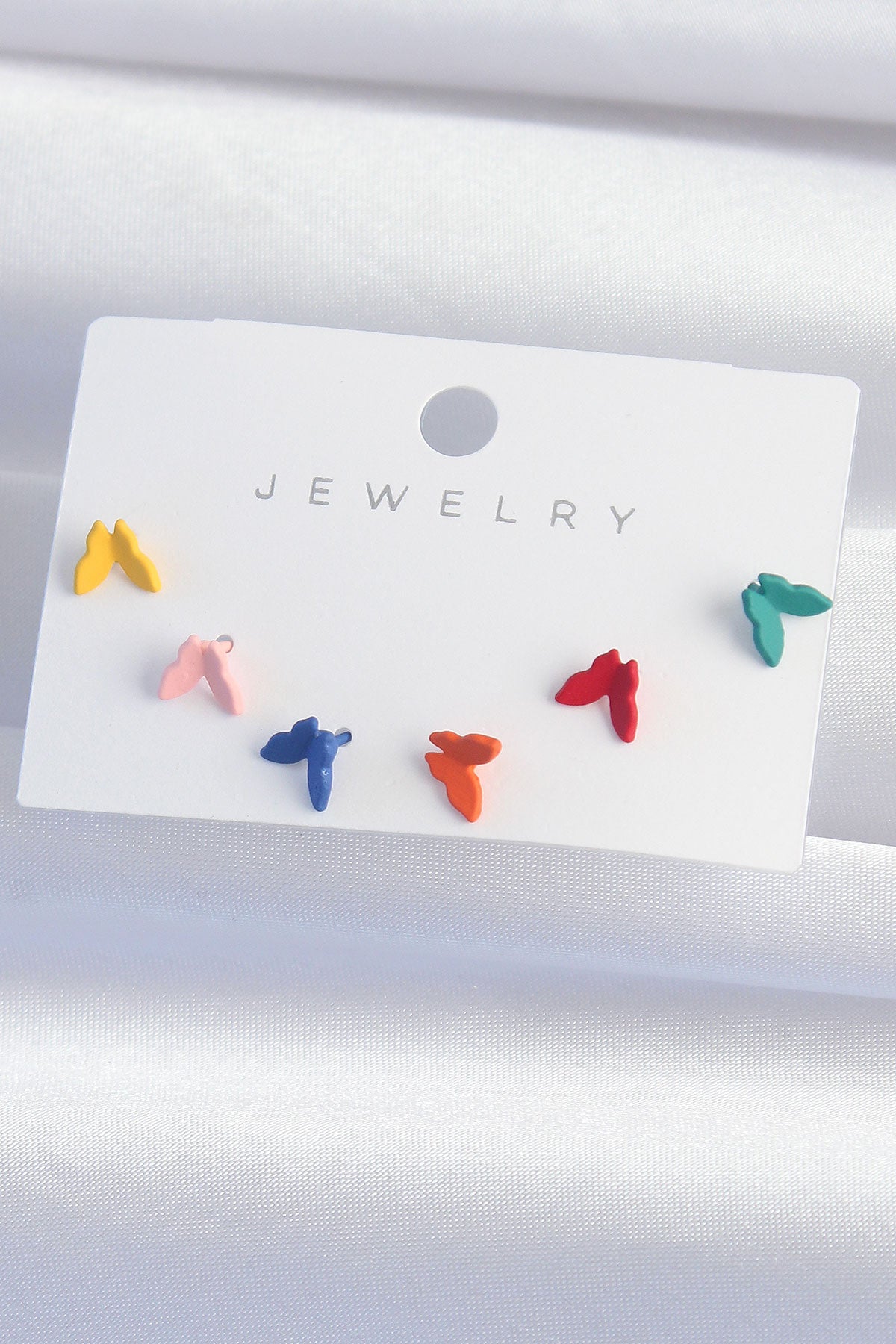 Brass Colorful Enamel Minimal Butterfly Earring Set