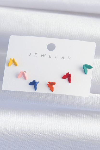 Brass Colorful Enamel Minimal Butterfly Earring Set