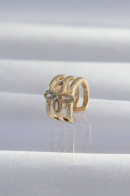 Brass Gold Color Clover Earcuff Earrings