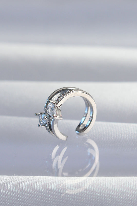 Brass Silver Color Zircon Stone Drop Earcuff Earrings