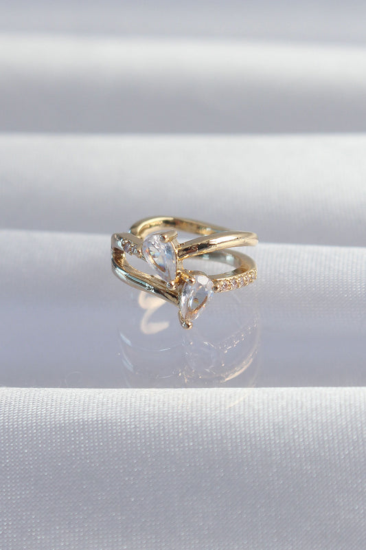 Brass Gold Color Zircon Stone Drop Earcuff Earrings