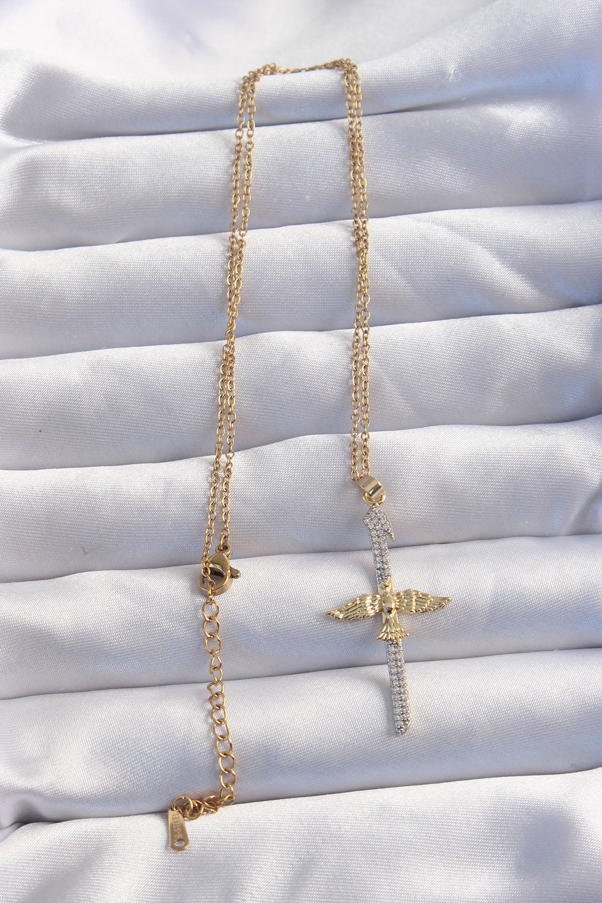 316L Steel Chain Gold Color Zircon Stone Phoenix Necklace