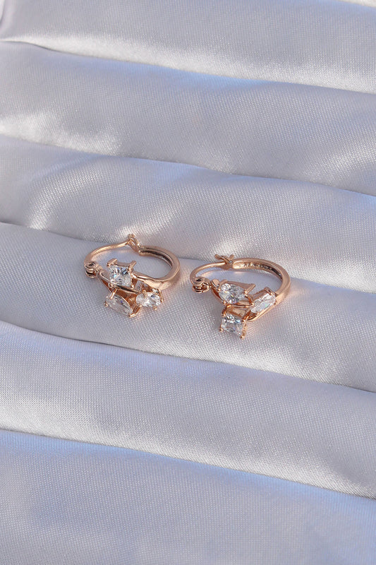 XUPING Rose Color Zircon Stone Hoop Earrings