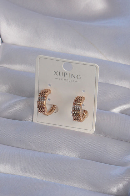 XUPING Rose Color Zircon Stone Embroidered Hoop Earrings