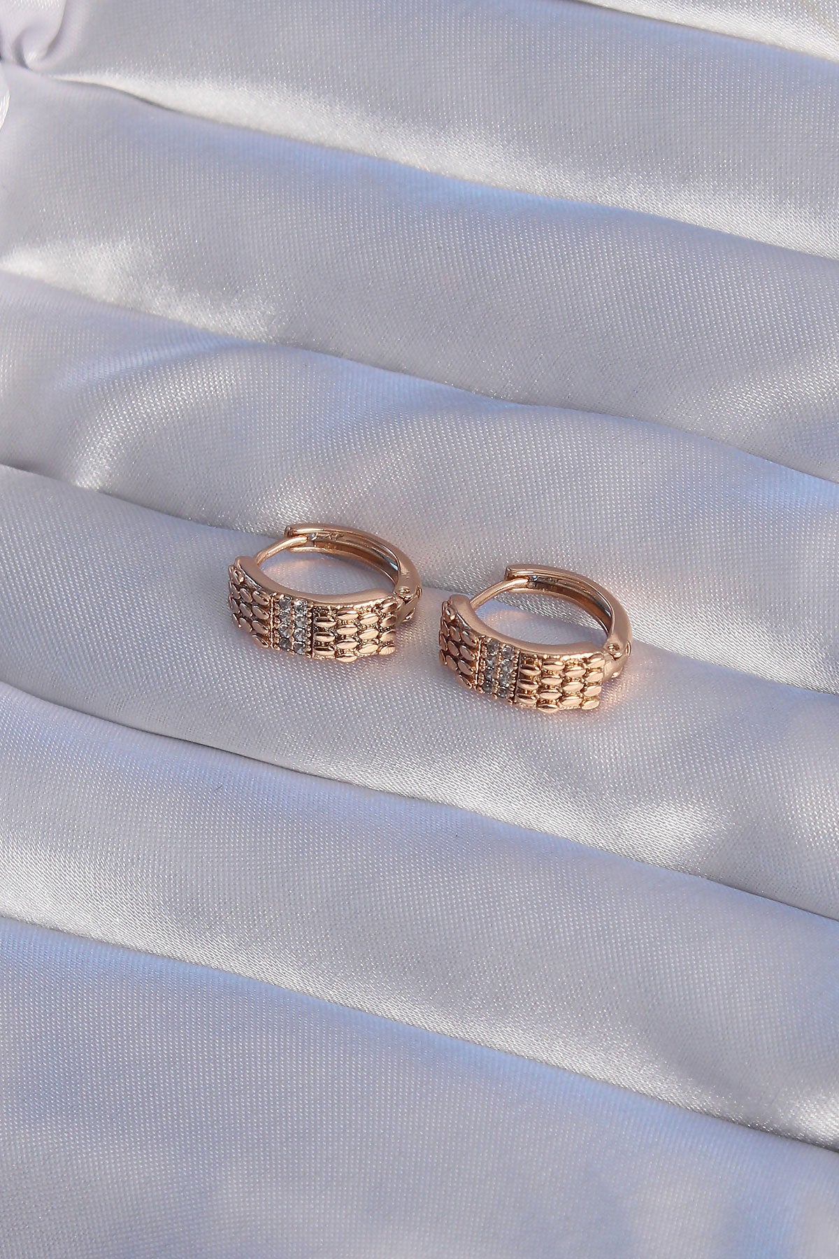 XUPING Rose Color Zircon Stone Embroidered Hoop Earrings